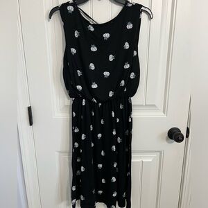 Loft Size XS Black Floral Sleeveless Dress